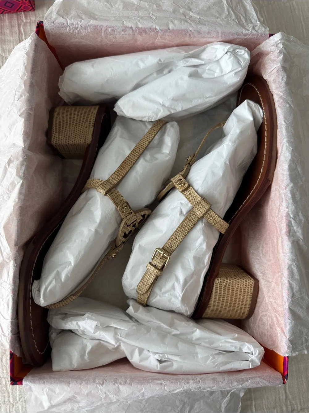 Tory Burch Mini Miller 45MM Stacked Heel Sandal - Micro Tejus Print, Size 8.5